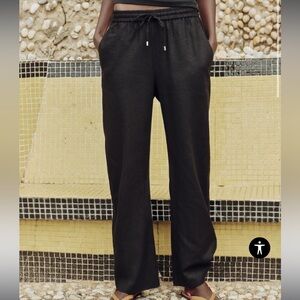 LINEN BLEND STRAIGHT PANTS